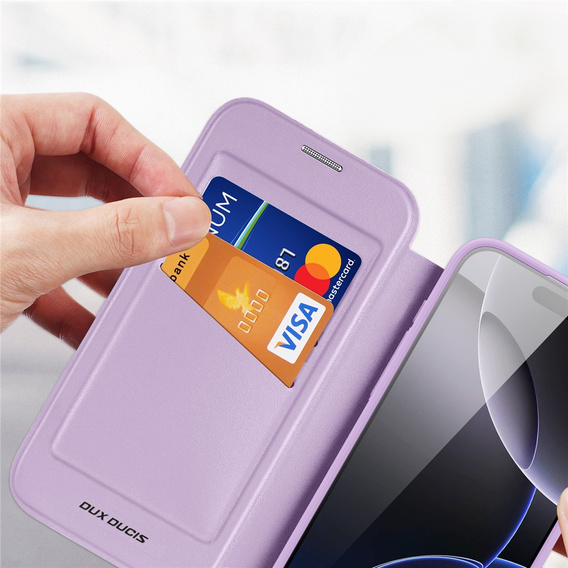 Dux Ducis case for iPhone 17 Pro Max, Skin X Pro, with flap, for MagSafe, purple