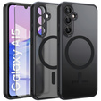 Case for Samsung Galaxy A15, for MagSafe, ERBORD Matt Case, black + Screen Glass