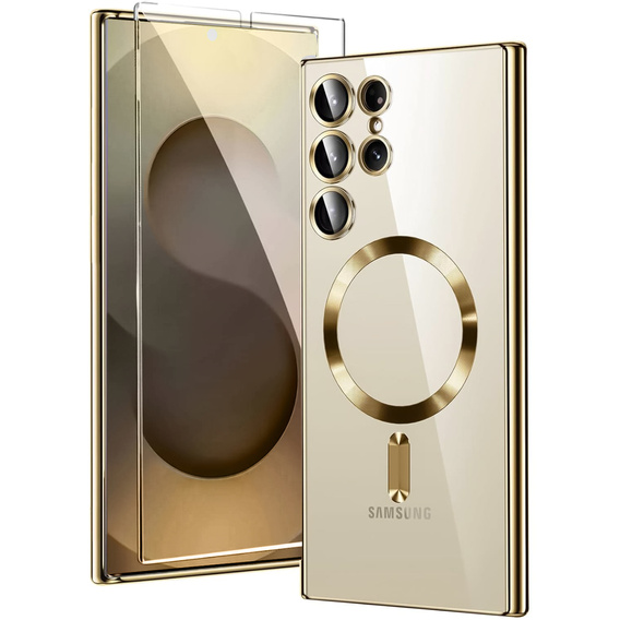 Case for Samsung Galaxy S25 Ultra, Electro MagSafe, gold + Screen Glass