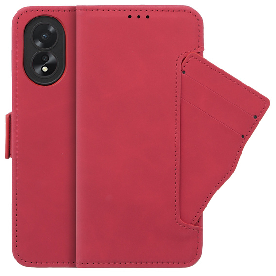 Flip case for Oppo A58 4G, Card Slot, red