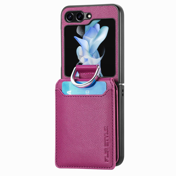 Case for Samsung Galaxy Z Flip7 FE / Z Flip6, Card Slot Ring Case, purple