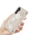 Case for Samsung Galaxy A55 5G, Leather Flower Card Slot, beige