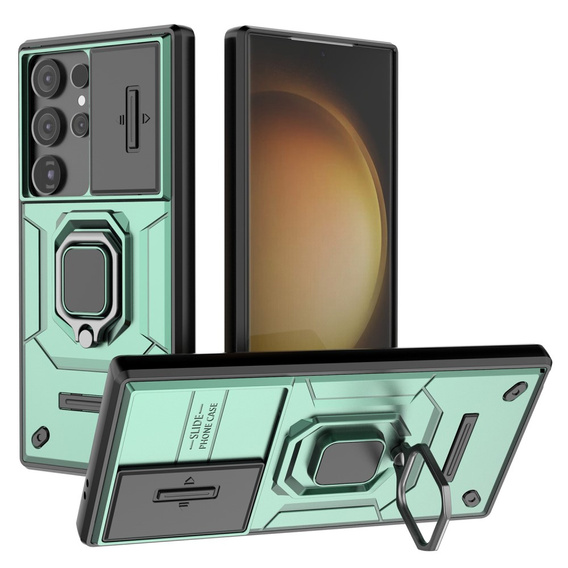 Case for Samsung Galaxy S24 Ultra, KickStand Camera Lens, green