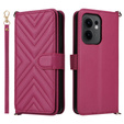 Crossbody Leather Wallet flip case for Oppo Reno 13F 5G, maroon
