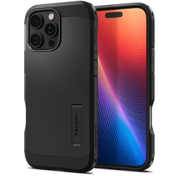 Spigen case for iPhone 16 Pro, Tough Armor Mag MagSafe, black + 9H Tempered Glass