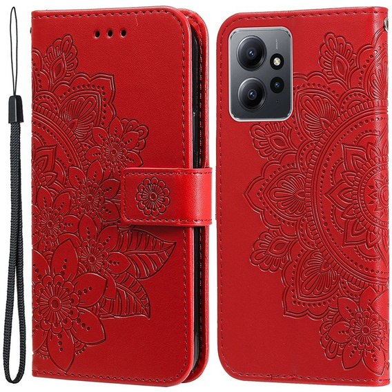 Flip case for Xiaomi Redmi Note 12 4G, Mandala Flower, red