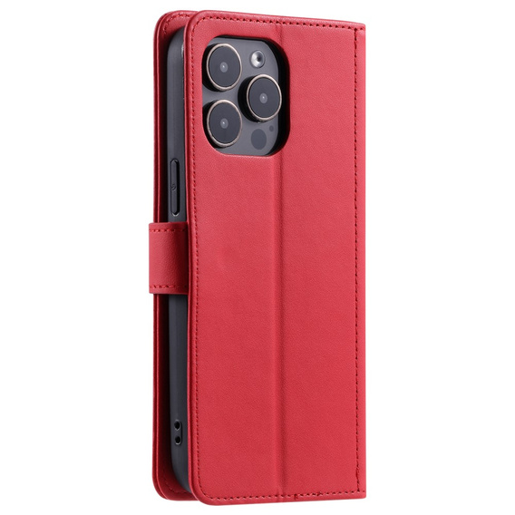 Flip case for iPhone 16 Pro, Rhombus Crossbody Leather, red
