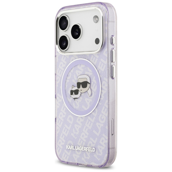 Karl Lagerfeld IML Glitter Karl & Choupette Heads Logo MagSafe Case for iPhone 17 Pro