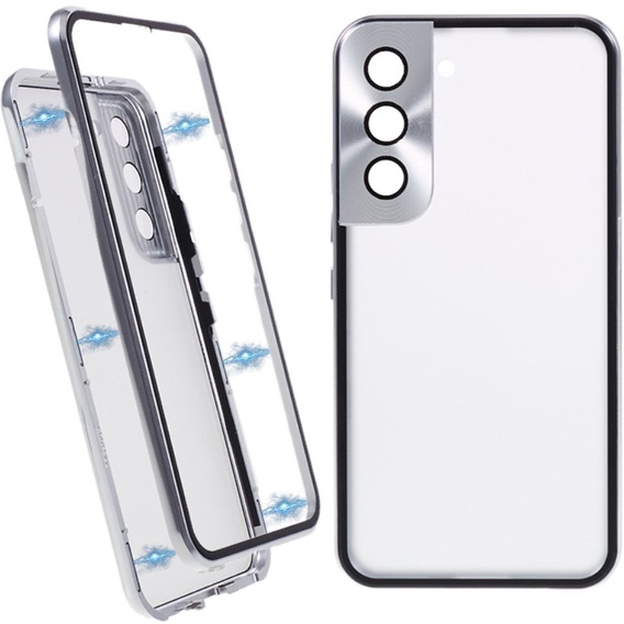 Case for Samsung Galaxy S22, Magnetic Dual Glass, silver