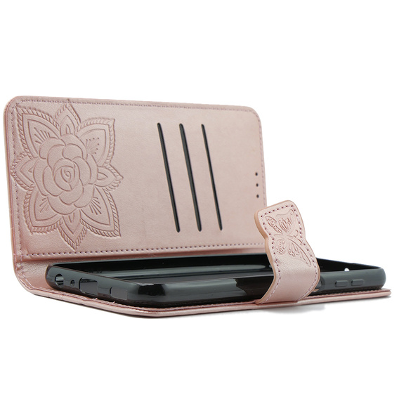 Flip case for Xiaomi Poco X6 5G, Butterfly, pink rose gold