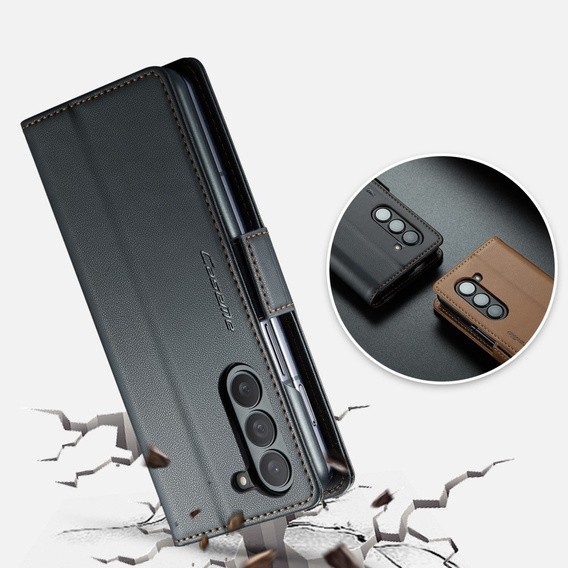CASEME flip case for Samsung Galaxy Z Fold6 5G, Litchi Wallet, black