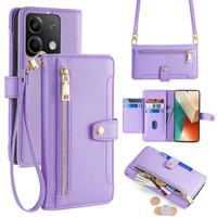 Flip case for Xiaomi Redmi Note 13 5G, Wallet Zipper Pocket, purple