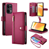 Flip case for Oppo Reno 13 Pro 5G, Wallet Zipper Pocket, red