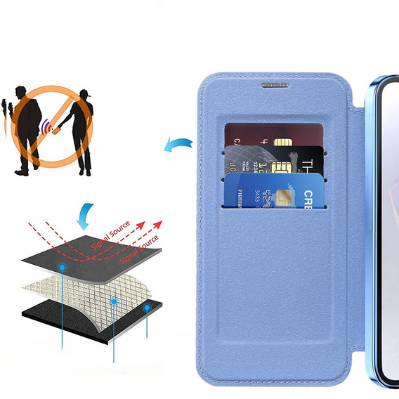 Flip case for Samsung Galaxy A26, RFID Wallet MagSafe CamShield, blue