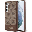 GUESS Case for Samsung Galaxy S24+ Plus, 4G Bottom Stripe, brown
