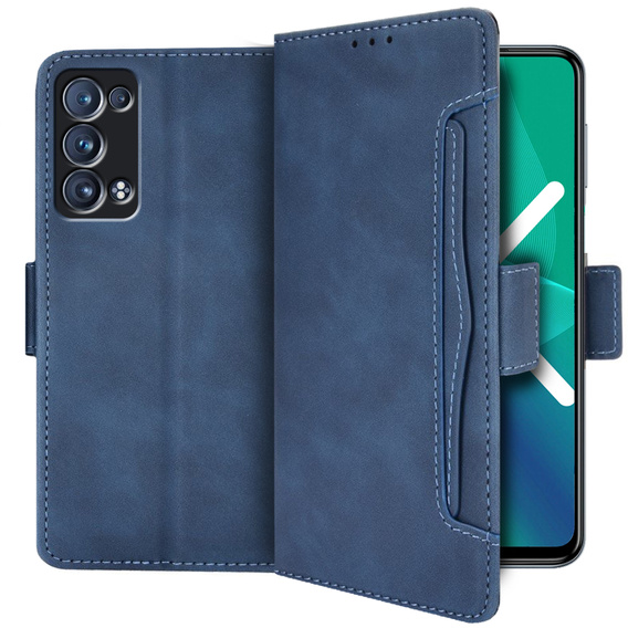 Flip case for Oppo Reno6 Pro 5G, Card Slot, blue