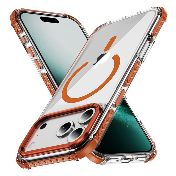 Armoured case for MagSafe clear with orange sides for iPhone 17 Pro