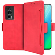 Flip case for Poco F5 Pro 5G, Card Slot, red