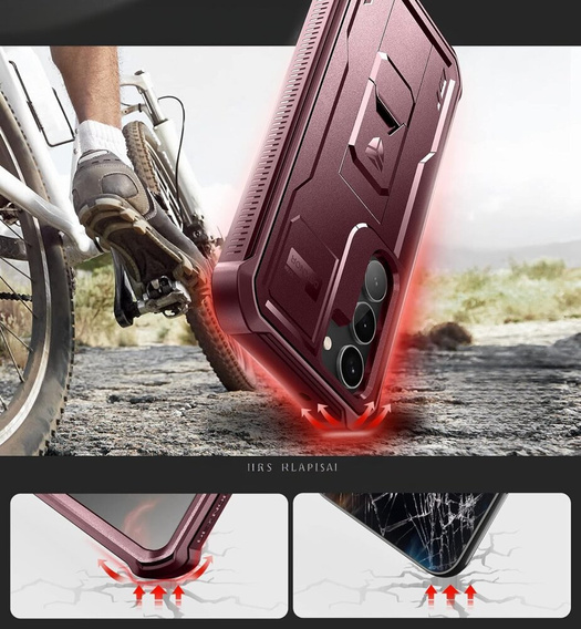 Armored case for Samsung Galaxy S23, Dexnor Full Body (Two Frames), red