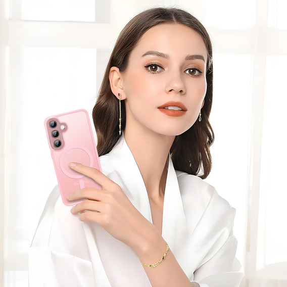 Case for Samsung Galaxy S25+ Plus, for MagSafe, ERBORD Matt Case, pink + Screen Glass
