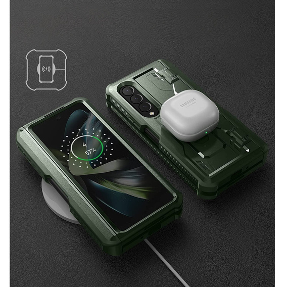Armored case for Samsung Galaxy Z Fold 4 5G, Dexnor Full Body S-Pen Slot, green