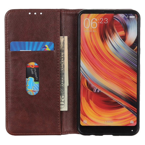 Case for Samsung Galaxy S25 Ultra, Wallet Litchi Leather, brown
