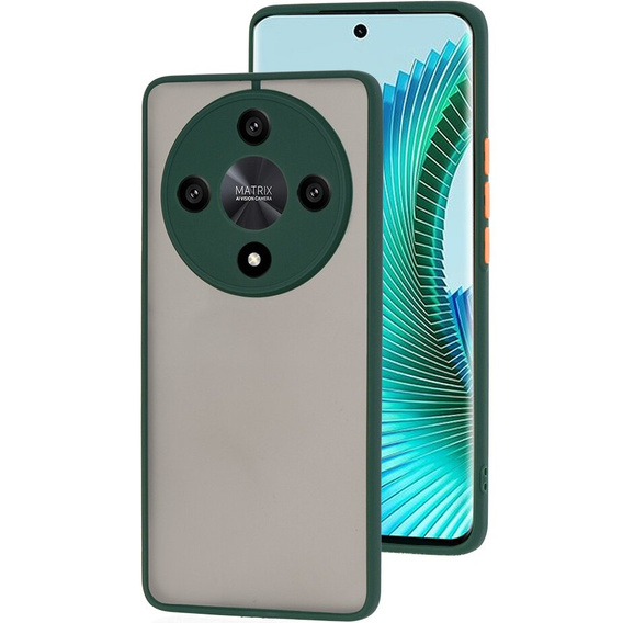 Silicone case for Honor Magic 6 Lite 5G, with camera protection, transparent / green