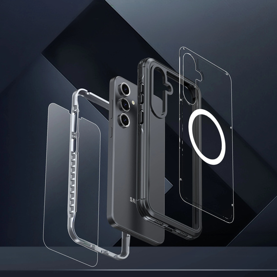Case for Samsung Galaxy S25+ Plus, Shockproof, with glass, for MagSafe, black