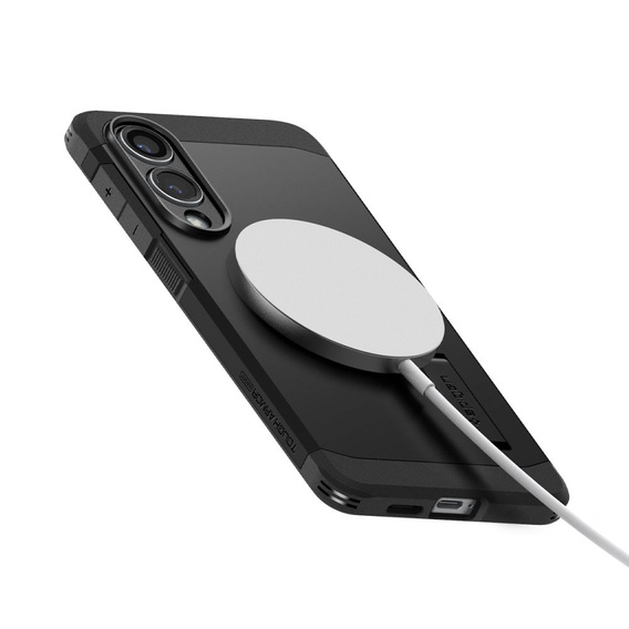Spigen case for Samsung Galaxy S25 Edge, Tough Armor Mag MagSafe, black + 9H Tempered Glass
