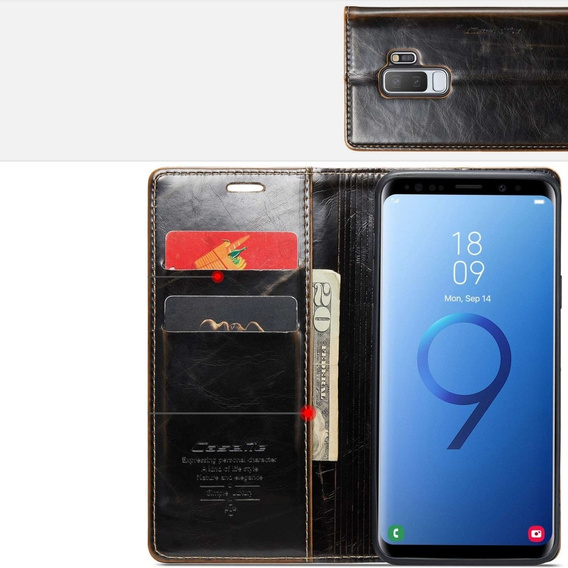 CASEME flip case for Samsung Galaxy S9+ Plus, Waxy Textucoffee, coffee