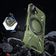 Case for iPhone 16, armored with stand and handle plate, green