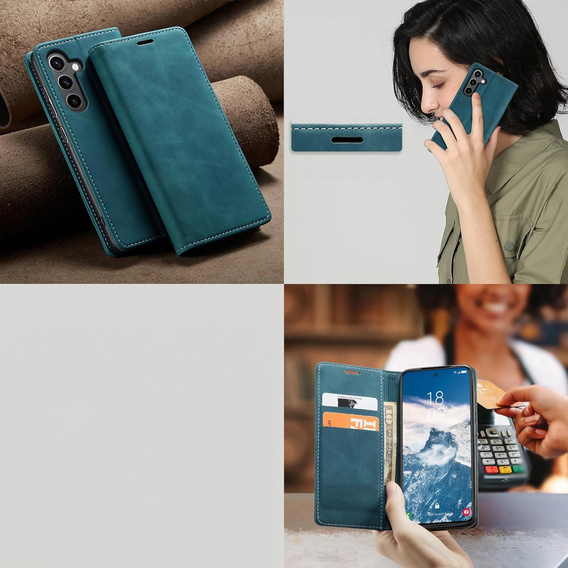 Case for Samsung Galaxy A55, ERBORD Vintage, blue + Screen Glass