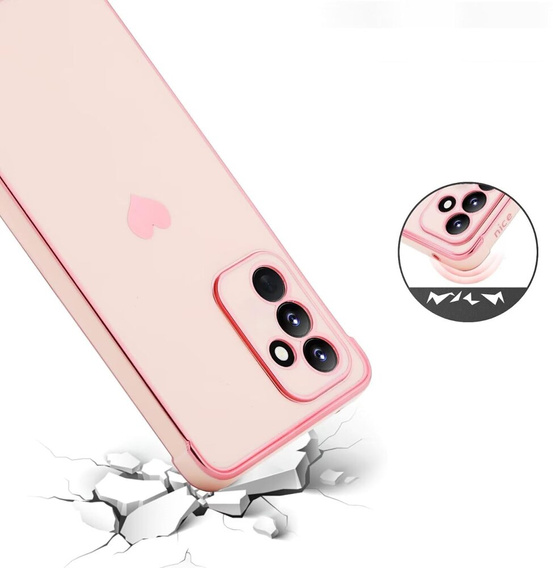 Case for Samsung Galaxy A35 5G, Electro heart, pink rose gold + Full Glue Ceramic Glass