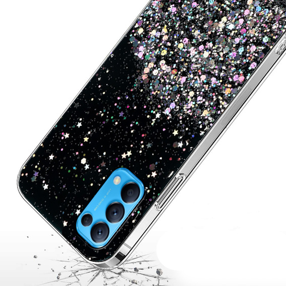 Case for OPPO Reno 5 5G, Glittery, black