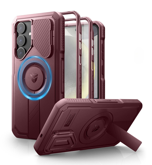 Armored case for Samsung Galaxy S25+ Plus, Dexnor CamProtect MagSafe, red (Two frames)