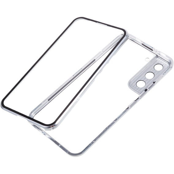 Case for Samsung Galaxy S22, Magnetic Dual Glass, silver