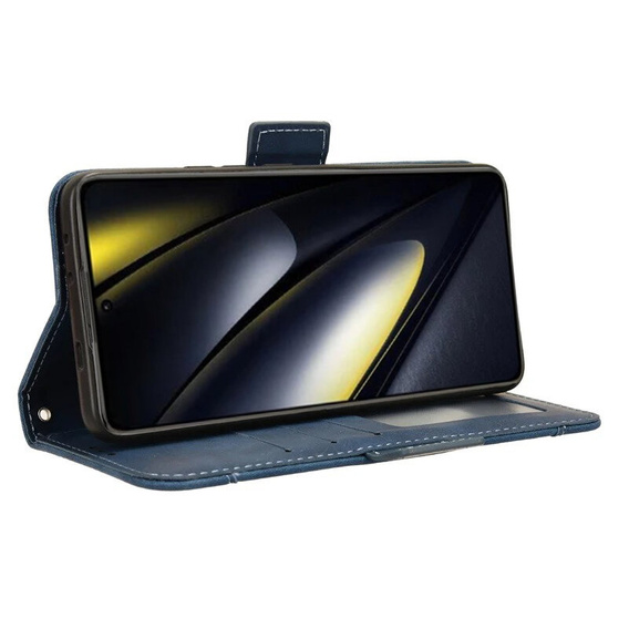 Flip case for Xiaomi Poco F6, Card Slot, dark blue