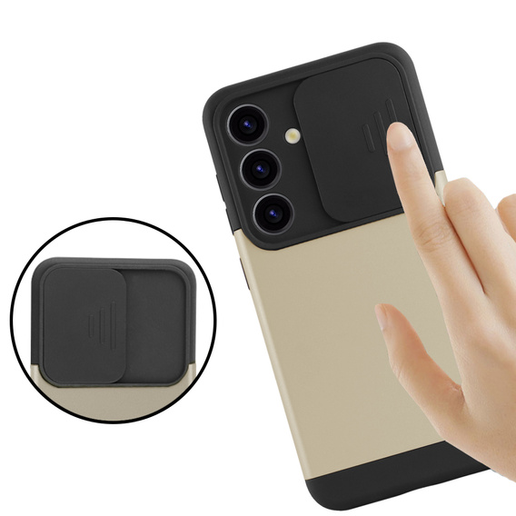 Case for Samsung Galaxy S24, ERBORD CamProtect Slide Camera, gold