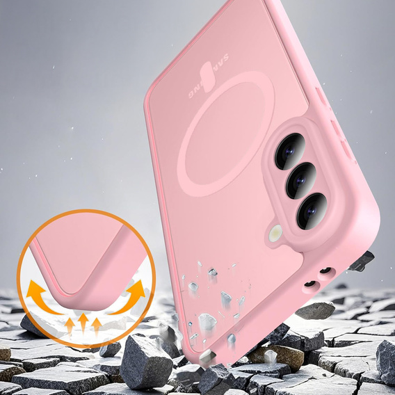 Case for Samsung Galaxy A56 5G, for MagSafe, ERBORD Matt Case, pink + Screen Glass