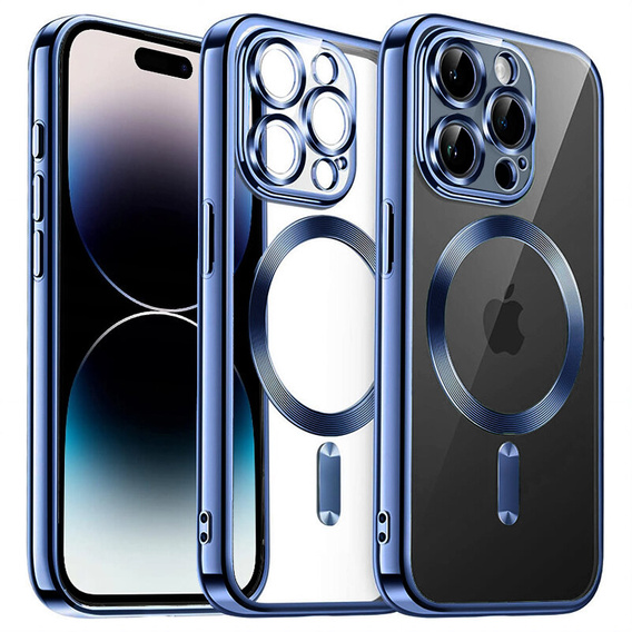 Case for iPhone 14 Pro, Electro MagSafe, blue + Screen Glass