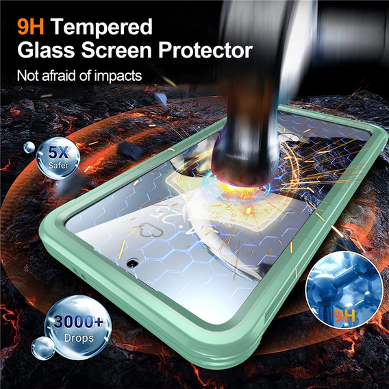 Case for Samsung Galaxy S25 FE, Shockproof, with glass, for MagSafe, green