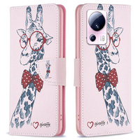 Flip case for Xiaomi 13 Lite, Wallet, giraffe, pink