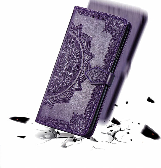 Flip case for Samsung Galaxy M55 5G, Mandala, purple