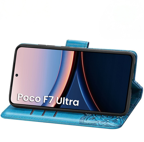 Flip case for Xiaomi Poco F7 Ultra, Butterfly, blue