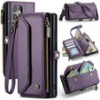 Case CASEME for Samsung Galaxy S25 Ultra, RFID Leather Wallet, with shoulder strap, purple
