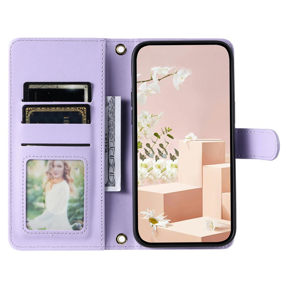 Flip case for Samsung Galaxy S25 FE, Rhombus Crossbody Leather, purple