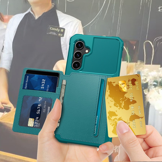 Case for Samsung Galaxy S23 FE, Card Holder Kickstand, green