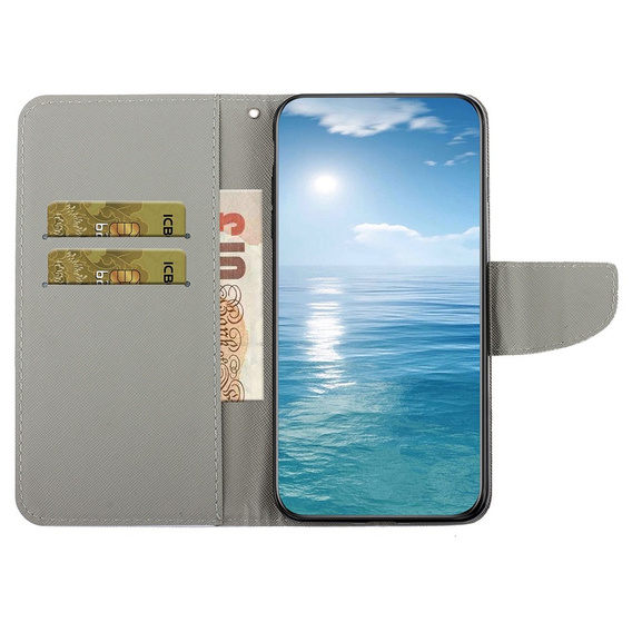 Flip case for Xiaomi Redmi 13C / Poco C65, Wallet, Akita Dog, cream