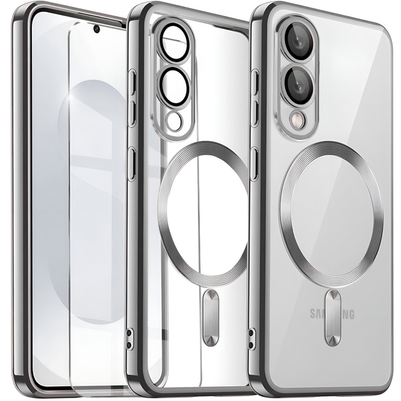 Case for Samsung Galaxy S25 Edge, Electro MagSafe, silver + Screen Glass