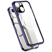 Magnetic Dual Glass MagSafe case for iPhone 14 Plus, purple
